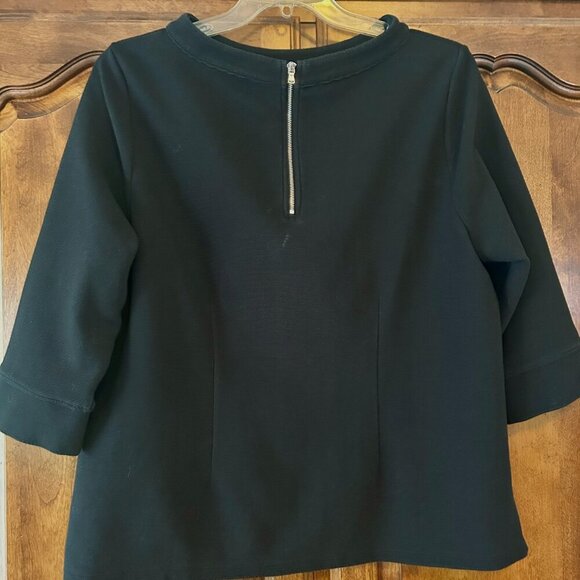 Talbots Top Black Ottoman Knit Funnel Neck Three Quarter Sleeve size 2X Petite - Picture 12 of 16